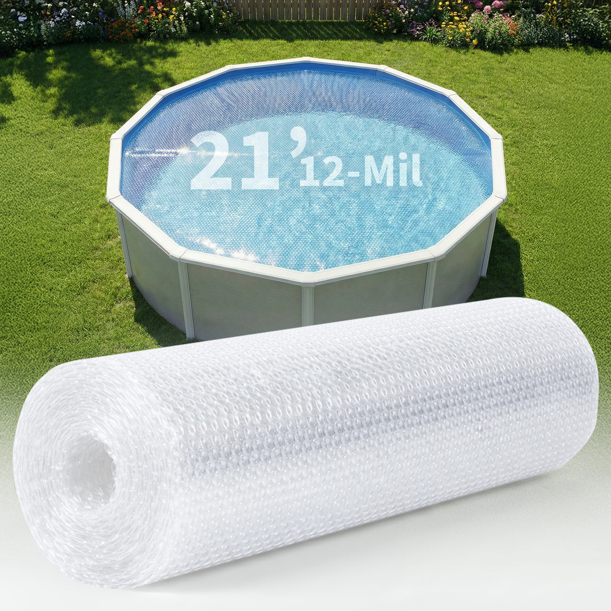 Blue Wave 21' Round 12 Mil Clear Solar Cover for Above Ground Pools, NS484