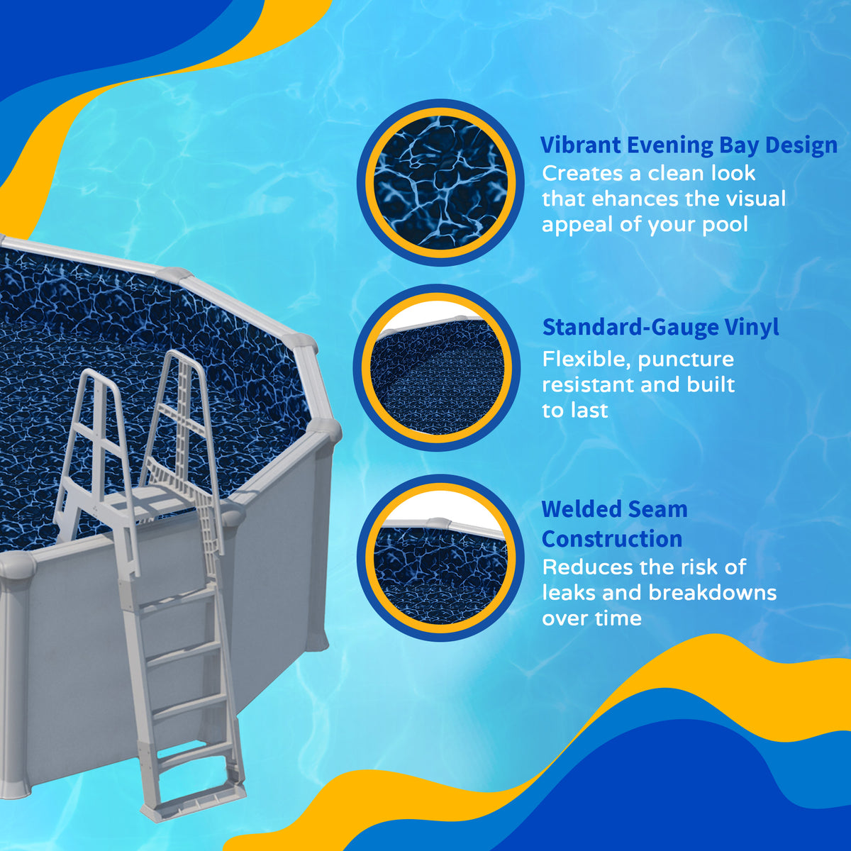 Evening Bay pool liner, 32' x 16' Oval, feature detail (image 5)