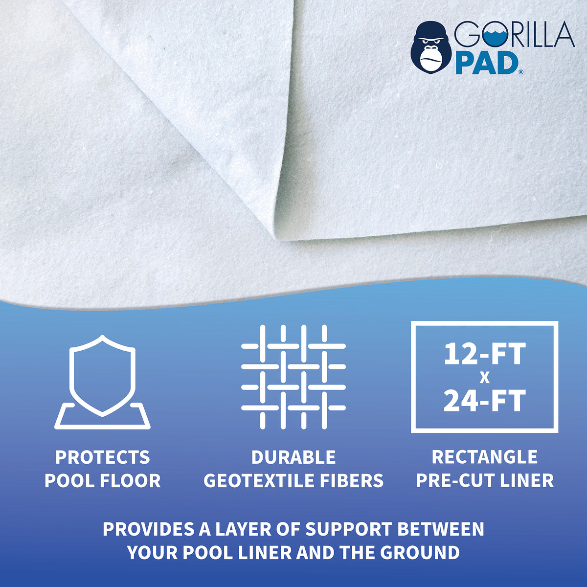 12-ft x 24-ft Rect. Gorilla Pool Floor Padding, feature detail (image 2)