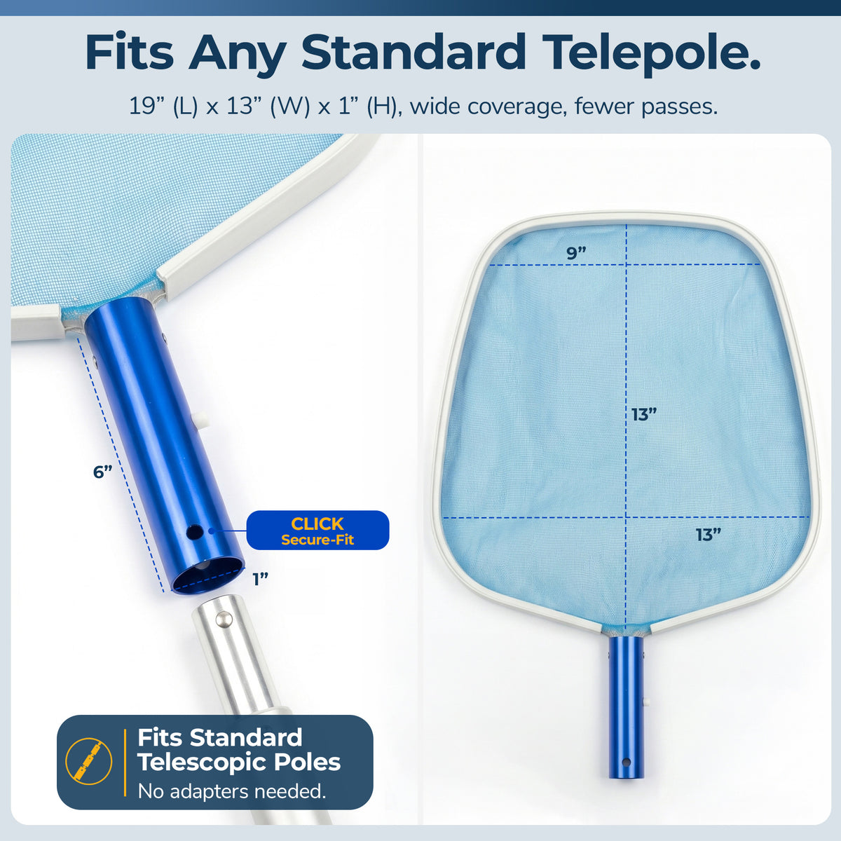 Aluminum Pool Leaf Skimmer with Durable Mesh for Swimming Pools, feature detail (image 4)