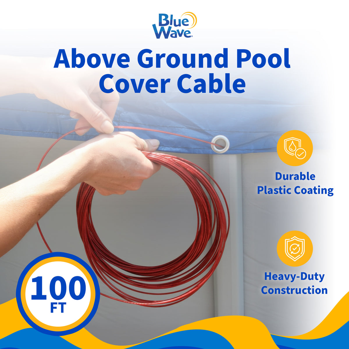Blue Wave 100' Vinyl-Coated Steel Winter Cover Cable for Above Ground Pools, feature detail (image 2)