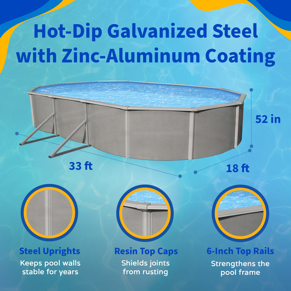 Belize 33' x 18' Oval above-ground pool package, feature detail (image 3)
