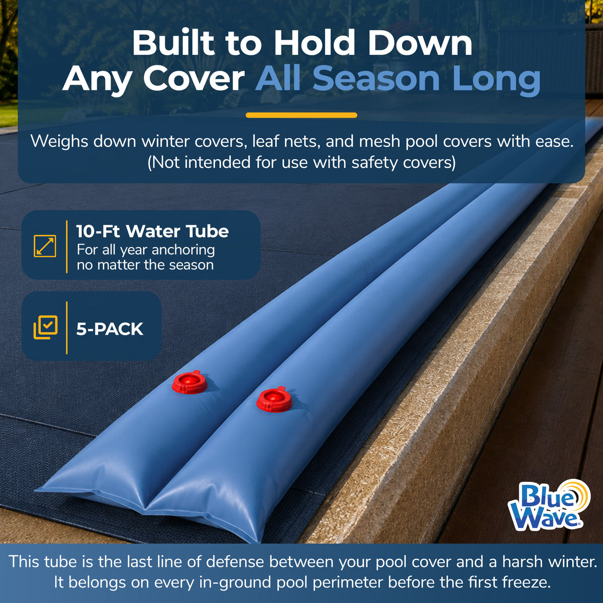 Blue Wave 10' Double Chamber Water Tube, Blue for In Ground Winter Covers, 5-Pack, feature detail (image 2)