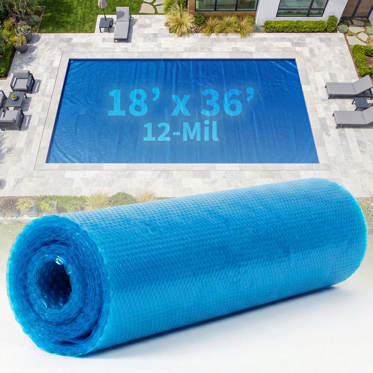 Blue Wave 18' x 36' Rectangle 12 Mil Blue Solar Cover for In-Ground Pools, NS430