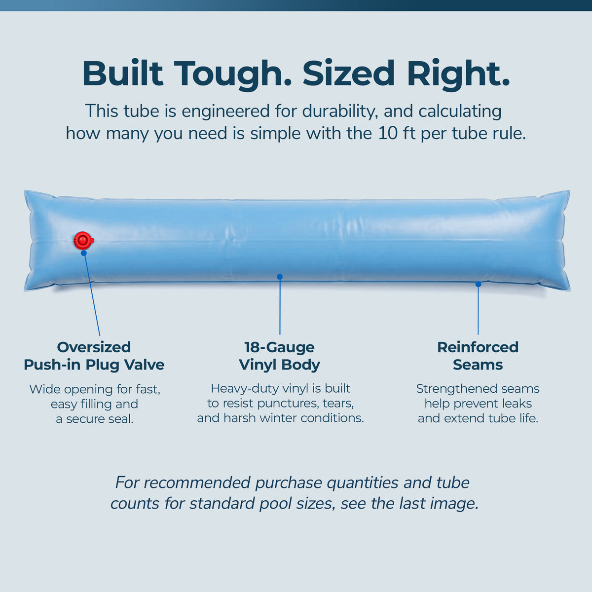 Blue Wave 10' Single Chamber Water Tube, Blue for In Ground Winter Covers, feature detail (image 4)