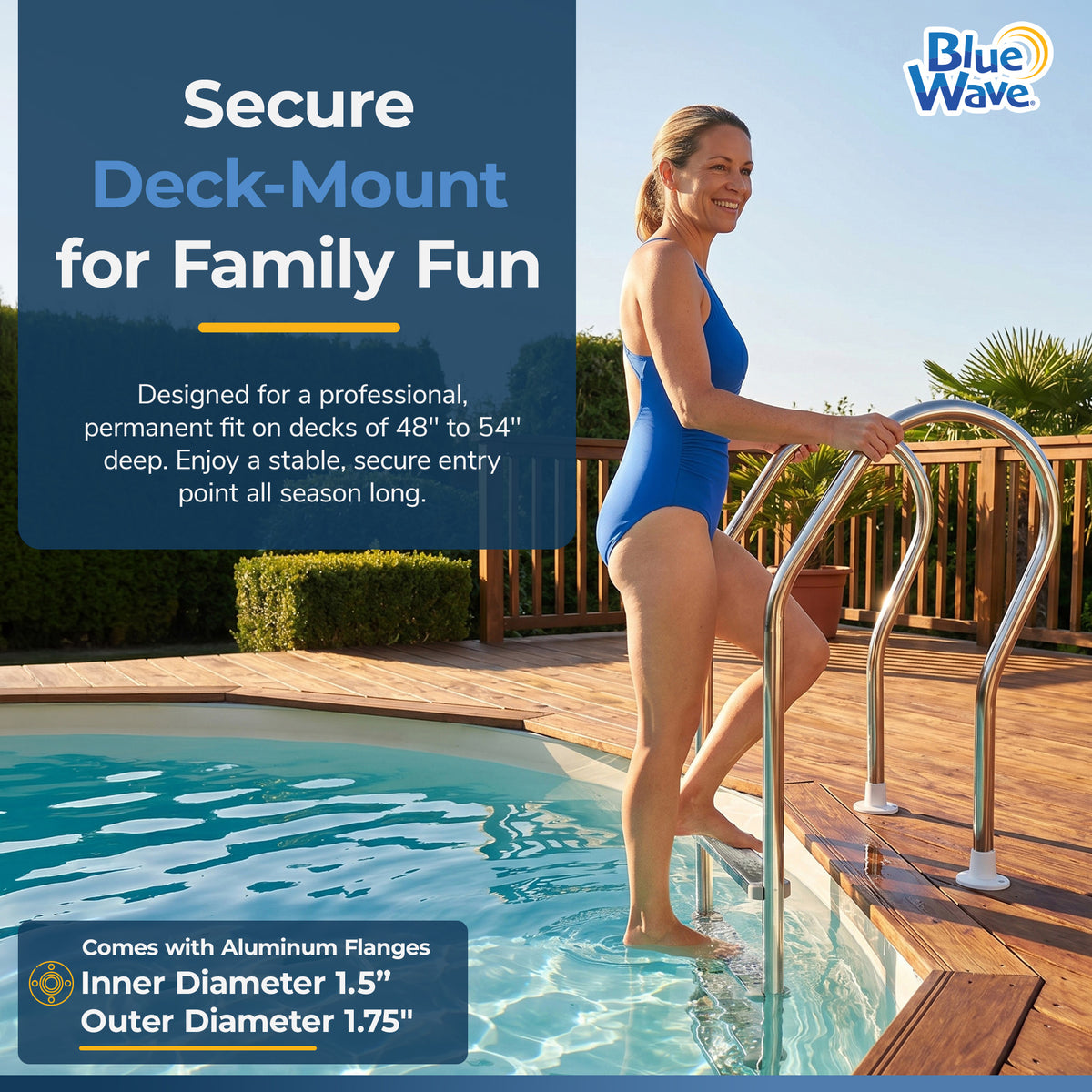 Premium Stainless Steel Reverse Bend In-Pool Ladder for Above Ground Pools, feature detail (image 3)