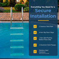 Stainless Steel Reverse Bend In-Pool Ladder for Above Ground Pools, feature detail (image 6)