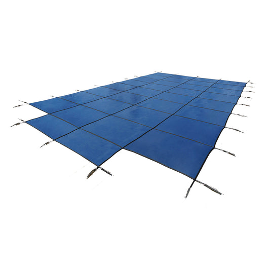 Arctic Armor 16' x 32' Rectangle w/ Center End Step Standard Mesh Pool Safety Cover, Blue, WS335BU