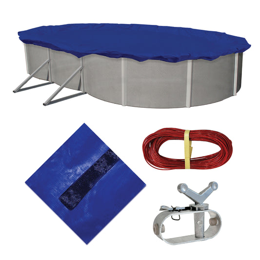 30' x 15' Oval Arctic Armor 15-Year Solid Winter Cover for Above Ground Pools (4' Overlap)